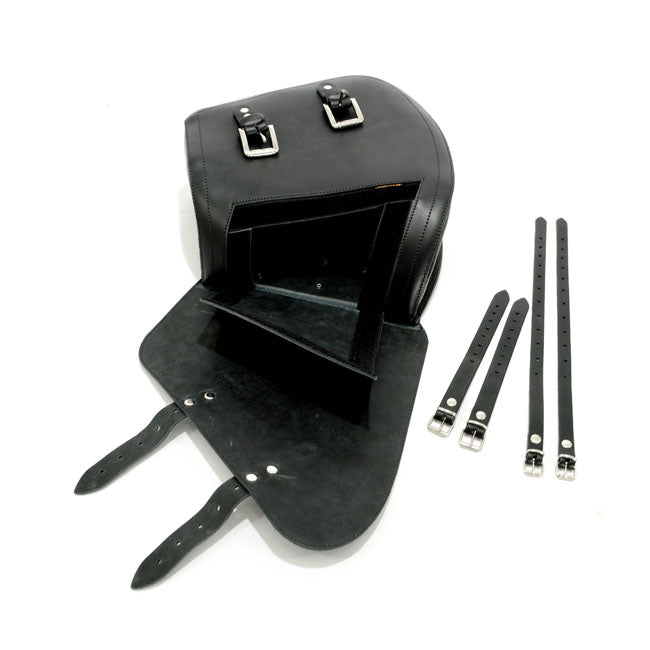 Longride, Swingarm Bag. Smooth, Black Leather. 11.6 Liter Touring Luggage Longride