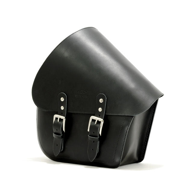 Longride, Swingarm Bag. Smooth, Black Leather. 11.6 Liter Touring Luggage Longride