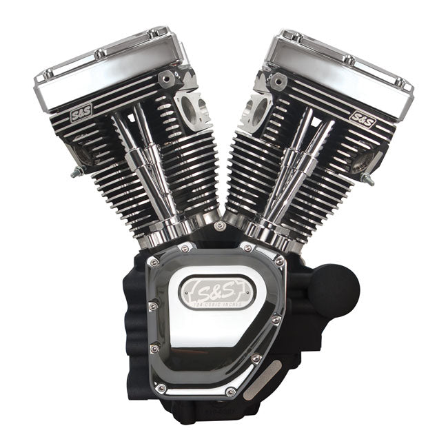 S&S, 4-1/8" bore 124" long block TC engine. Black/chrome ENGINES S&S