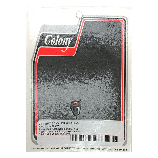 Colony, Linkert float bowl drain plug and gasket kit Colony