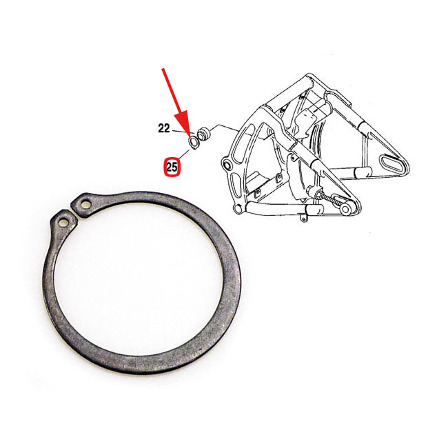 Retaining Ring, Swingarm Bearing Retaining Rings Mcs