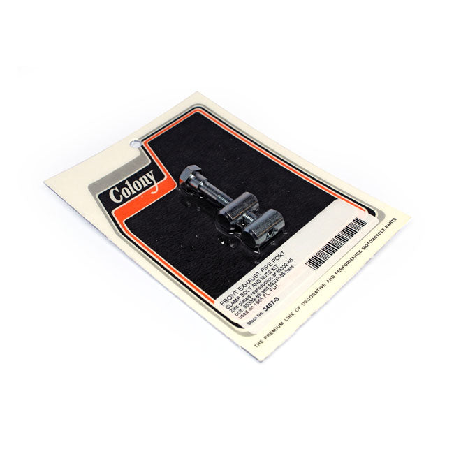 Colony, front exhaust pipe port clamp bolt and nut kit Colony