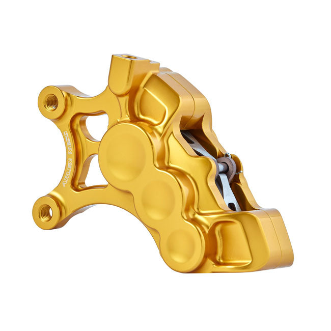 6-Piston Differential Bore Brake Calipers Left, 14" Gold Brake Calipers Arlen Ness