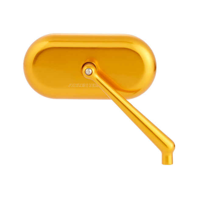 Left Forged Oval Mirror, Gold Mirrors Arlen Ness