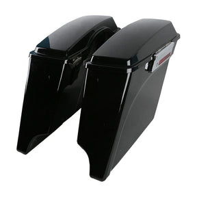 5" Down Extended Saddlebag Set. Black Saddlebags Mcs