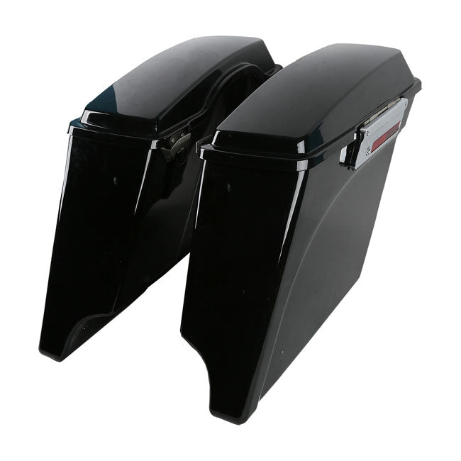 5" Down Extended Saddlebag Set. Black Saddlebags Mcs