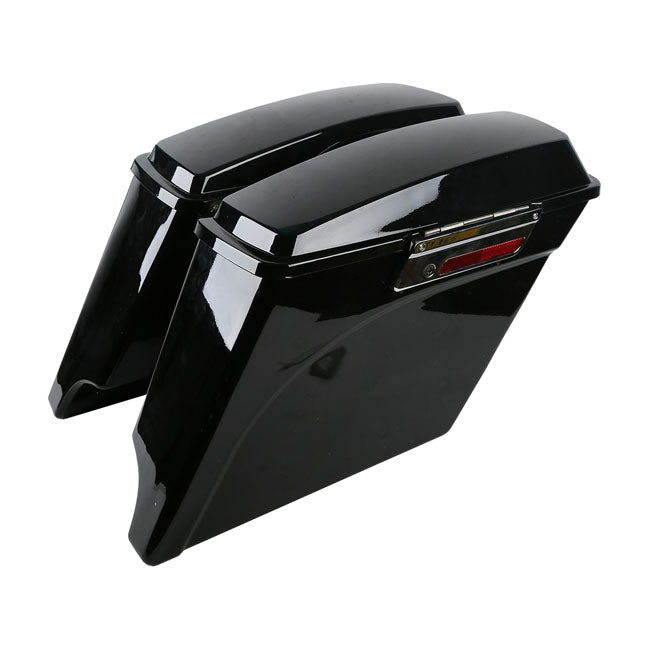 5" Down Extended Saddlebag Set. Black Saddlebags Mcs