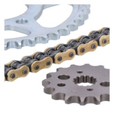 JT/Tsubaki sprocket and chain kit, 525 Alpha gold X-ring Sprocket and chain kits Jt Sprockets