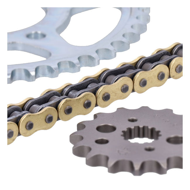 JT/Tsubaki sprocket and chain kit, 525 Sigma gold X-ring Sprocket and chain kits Jt Sprockets