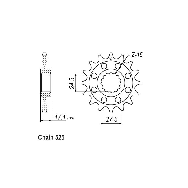 JT Front Sprocket 749.15 SPROCKETS TRANSMISSION Jt Sprockets