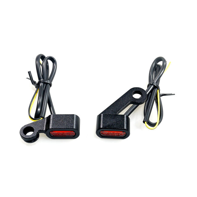 Fastline, Below Bar Led Turn Signal Set. Black, Amber Lens Turn Signals Led Mcs