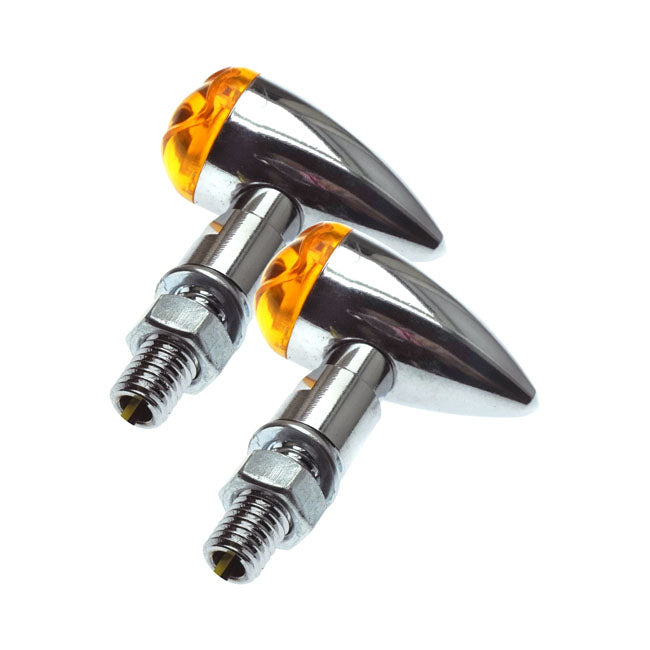 Pb2 Led Turn Signals Chrome, Amber Lens Turn Signals Led Mcs