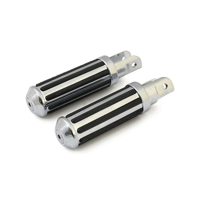 Rail Foot Pegs Small Diameter. Chrome W/Rubber Inlays Footpegs Mcs
