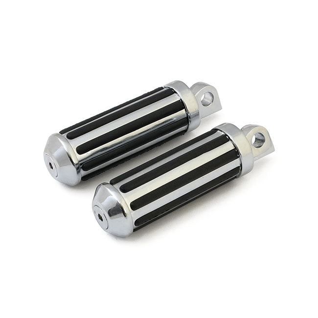 Rail Foot Pegs Small Diameter. Chrome W/Rubber Inlays Footpegs Mcs