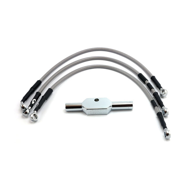 MCS by Goodridge brake line front, stainless clear coated BRAKE LINE KITS Mcs