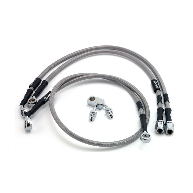 MCS by Goodridge brake line front, stainless clear coated BRAKE LINE KITS Mcs