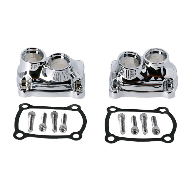 M8 Tappet Block Cover Set. Chrome Tappet Block Covers Mcs