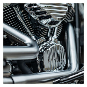 Rough Crafts Cam Cover, Chrome - 18+ Softail & 17+ Touring & 17+ Trike Cam Covers Rough Crafts