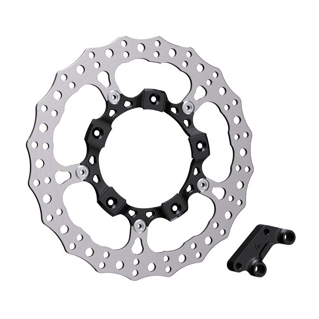14" Left Billet Big Brake Rotors, Black - 14-24 Touring Brake Rotors Arlen Ness