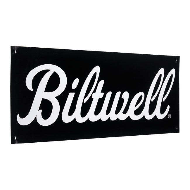 Biltwell Script Shop banner black/white DEALER SIGNS Biltwell