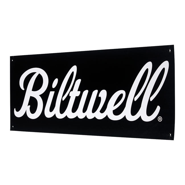 Biltwell Script Shop banner black/white DEALER SIGNS Biltwell