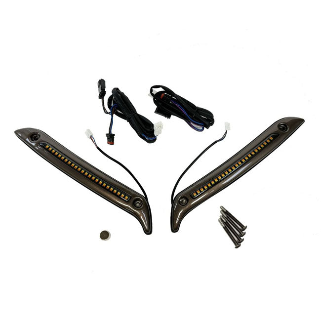 Custom Dynamics Led Windshield Trim, Dark Bronze - 22+ Softail FXLRST Light Bars Led Custom Dynamics
