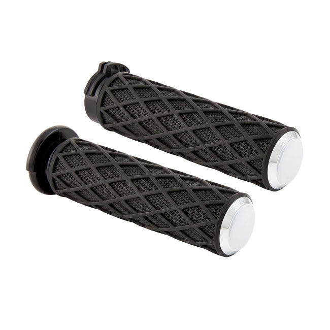 Arlen Ness Diamond Grips, Chrome - 24+ Touring Grips Arlen Ness