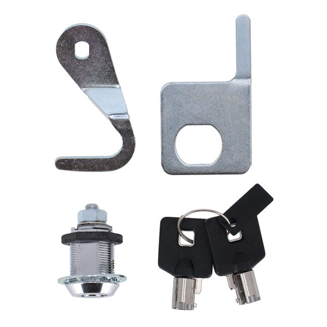 Saddlebag Lock And Key Kit. Chrome Saddle Shields Mcs