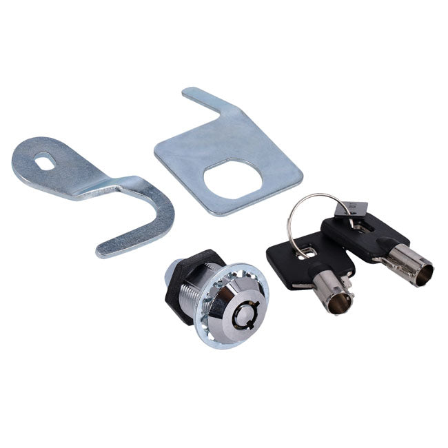Saddlebag Lock And Key Kit. Chrome Saddle Shields Mcs