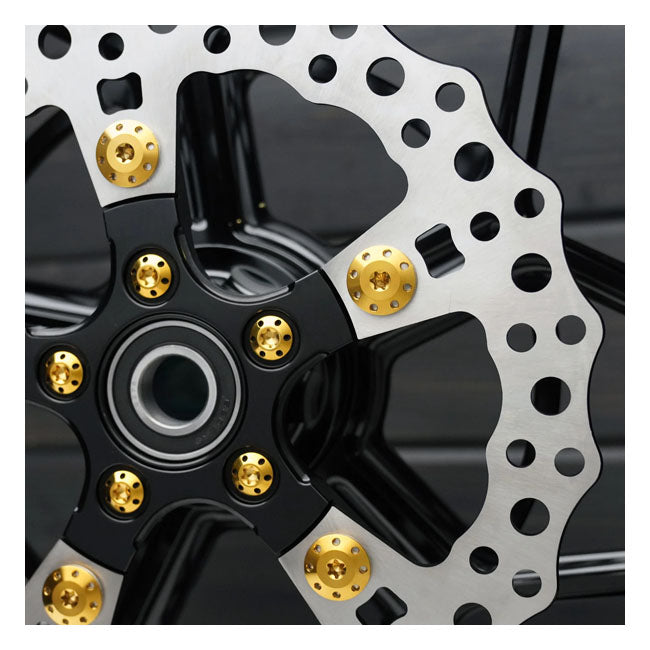 Arlen Ness Titanium Rotor Bolts Kits, Gold - 5/16"-18 x 7/8" (Front) Brake Rotor Bolt Kits Arlen Ness