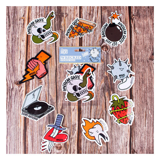 American Socks Wrecked Sticker pack STICKERS American Socks