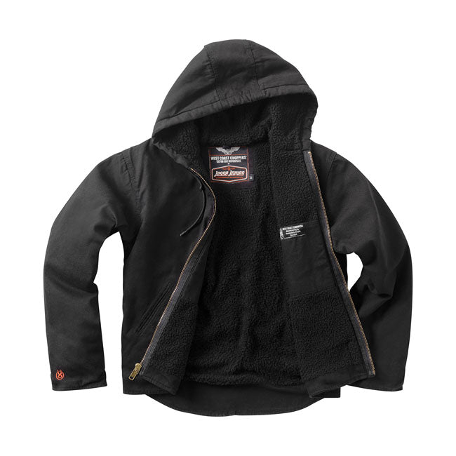 West Coast Choppers Sherpa Lined Canvas Workjacket - Black Jackets Male West Coast Choppers