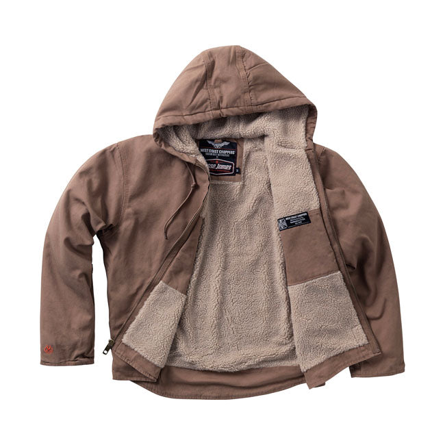 West Coast Choppers "Frontier" Sherpa Lined Canvas Workjacket - Brown Jackets Male West Coast Choppers