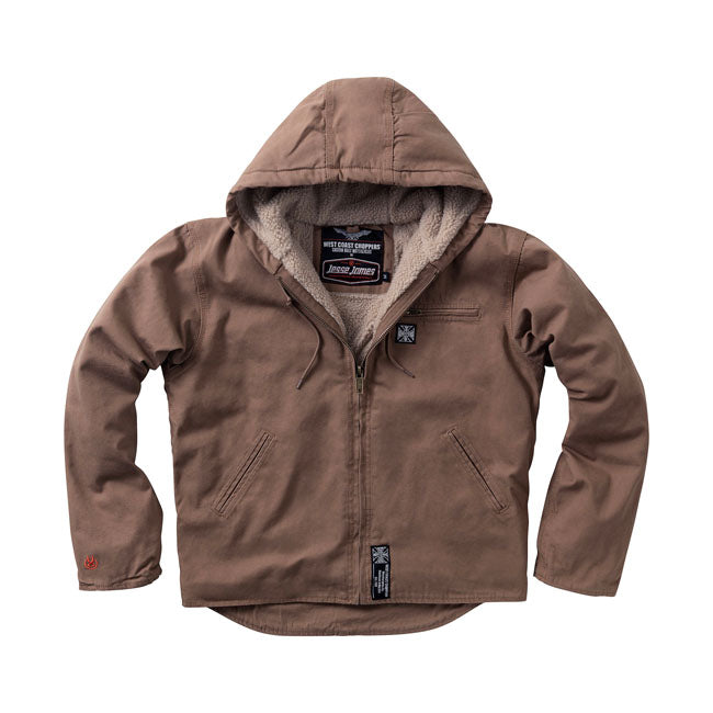West Coast Choppers "Frontier" Sherpa Lined Canvas Workjacket - Brown Jackets Male West Coast Choppers S