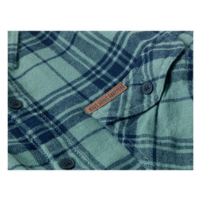 West Coast Choppers Rigid Flannel Shirt - Green & Navy Shirt West Coast Choppers