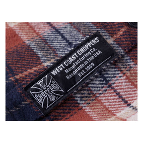 West Coast Choppers Rigid Flannel Shirt - Orange & Brown Shirt West Coast Choppers