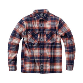 West Coast Choppers Rigid Flannel Shirt - Orange & Brown Shirt West Coast Choppers