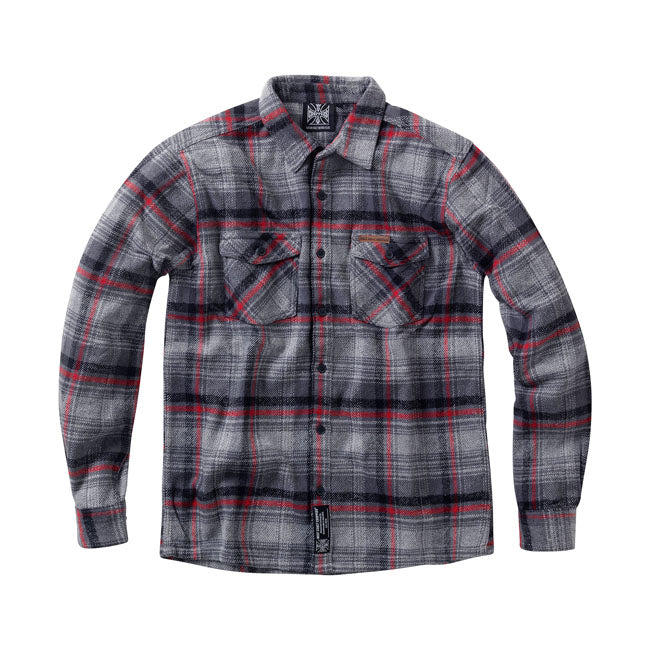 West Coast Choppers Rigid Flannel Shirt - Grey Shirts West Coast Choppers S