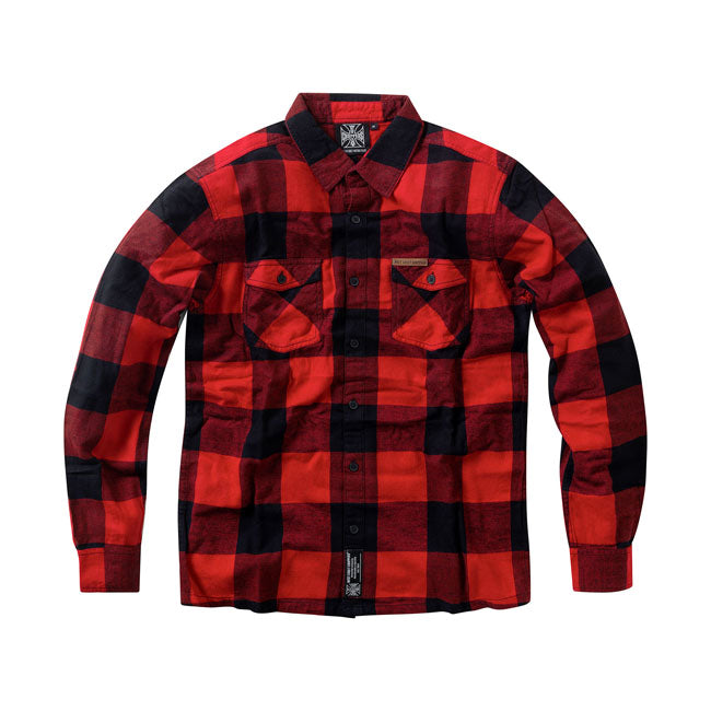 West Coast Choppers Rigid Flannel Shirt - Red & Black Shirts West Coast Choppers S