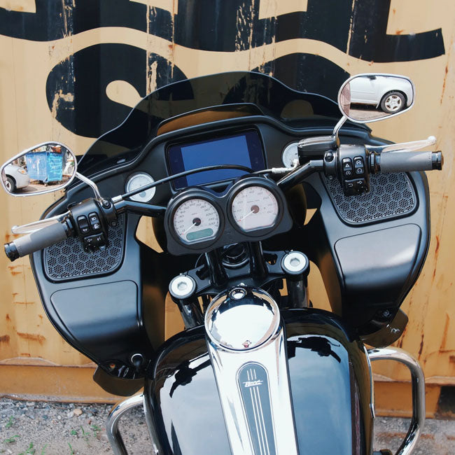 Indian Larry Motorcycles 10" BK Brawler Kit, Black - 15-23 Road Glide Riser And Speedo Top Clamp Set Indian Larry Motorcycles