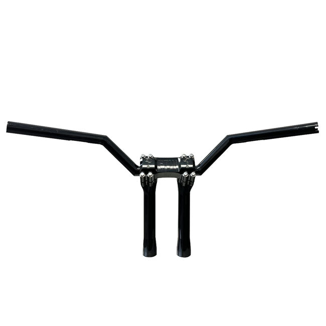 4" Brooklyn Brawler Gloss Black Handlebars, Gloss Black - 08-24 Throttle By Wire Handlebar Indian Larry Motorcycles