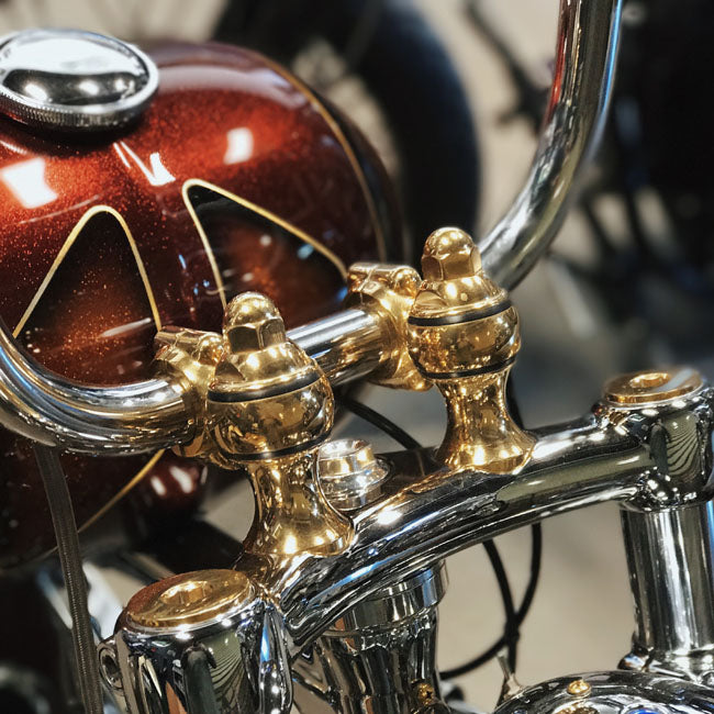 Indian Larry Motorcycles 2" Throwback Risers, Polished Brass Risers Indian Larry Motorcycles
