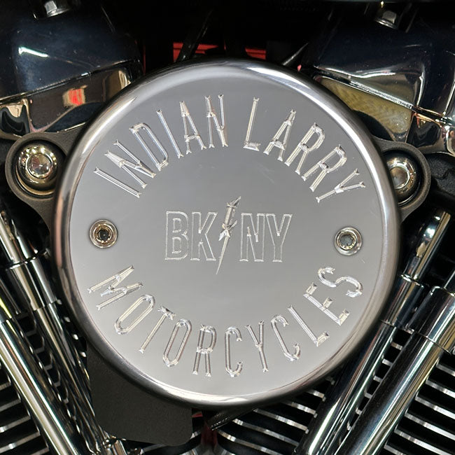 Indian Larry Motorcycles BK/NY Air Cleaner Cover, Polished - S&S Stealth air cleaner kit Air Cleaner Cover Indian Larry Motorcycles
