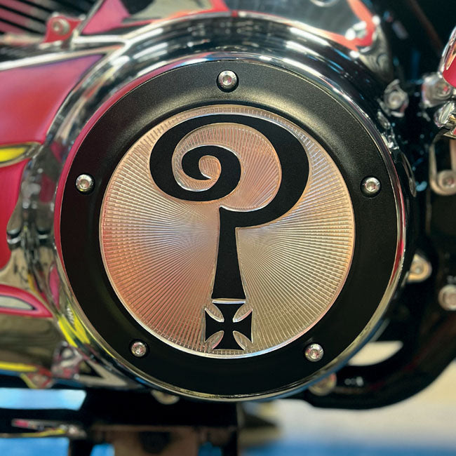 Indian Larry Motorcycles BK/NY Air Cleaner Cover, Matte Black & Aluminum - S&S Stealth air cleaner kit Derby Cover Indian Larry Motorcycles