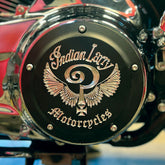 Indian Larry Motorcycles Indian Larry Logo Derby Cover, Matte Black & Aluminum - Touring Derby Cover Indian Larry Motorcycles