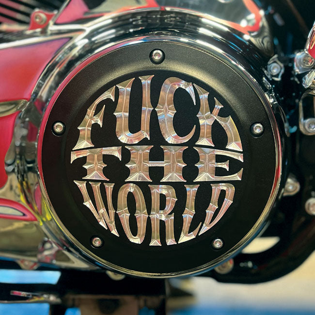 Indian Larry Motorcycles FTW Derby Cover, Matte Black & Aluminum - Touring Derby Cover Indian Larry Motorcycles