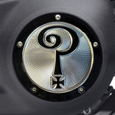 Indian Larry Motorcycles Question Mark Derby Cover, Gloss Black & Aluminum - 18+ Softail Derby Cover Indian Larry Motorcycles