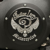 Indian Larry Motorcycles Indian Larry Logo Derby Cover, Matte Black - Twin Cam Derby Cover Indian Larry Motorcycles