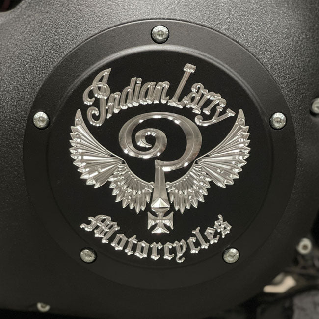 Indian Larry Motorcycles Indian Larry Logo Derby Cover, Matte Black - Twin Cam Derby Cover Indian Larry Motorcycles