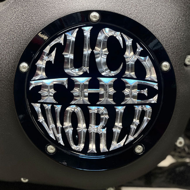 Indian Larry Motorcycles FTW Derby Cover, Gloss Black & Aluminum - Twin Cam Derby Cover Indian Larry Motorcycles